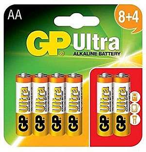 GP Batteries Ultra Alkaline AA Battery Card of 12